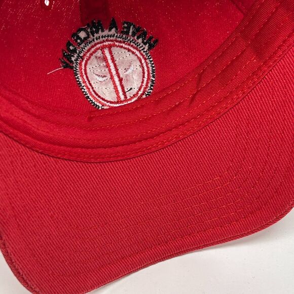 Deadpool Have A Nice Day Sorta Kinda Dad Hat Baseball Marvel Strapback Red - Picture 5 of 10